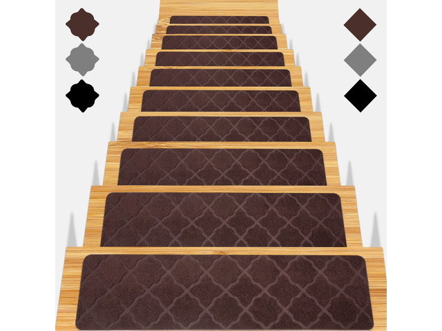 Stair Treads for Wooden Steps 15pcs 8x30in Non-Slip Stairs Carpet Runner Indoor Stair Mats for Kids Elders and Pets