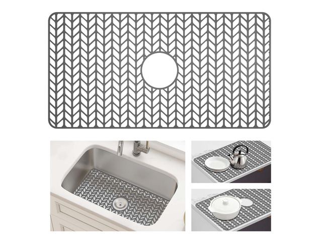 Silicone Sink Protectors for Kitchen Sink, 30' x 16' Center Drain Hole