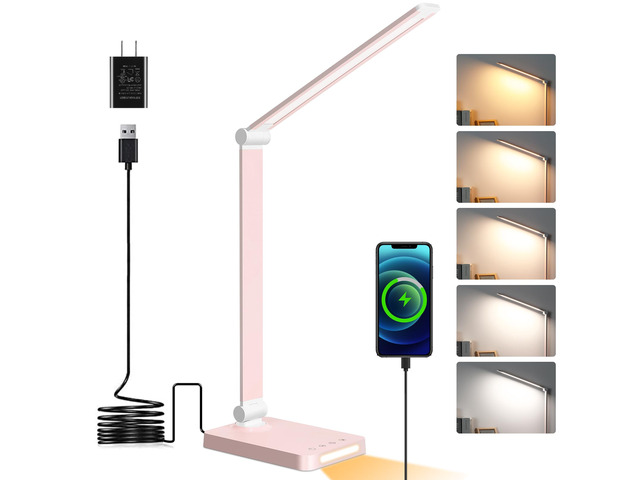 LED Desk Lamp with USB Ports,Touch Desk Lamps for Home Office with 5 Modes 3 Brightness Desk Light with Small Night Light,Reading Lamp Table Lamp...