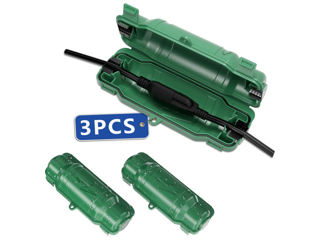 3 Pack Outdoor Extension Cord Safety Cover, Waterproof, Green Weatherproof Electrical Box for Plug and Socket, IP54 Water Resistant Seal, Protects...