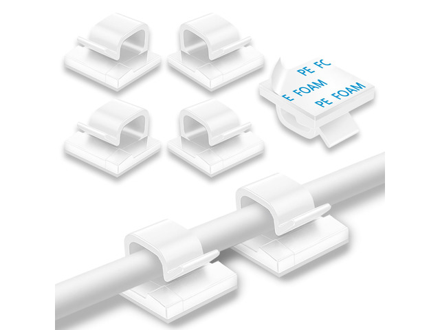 200 Pcs Cable Clips, Adhesive Cable Organizer Cord Holder Wire Clip Wire Management Self Adhesive Hooks Wire Holder for Office, Home(White, 200PCS)