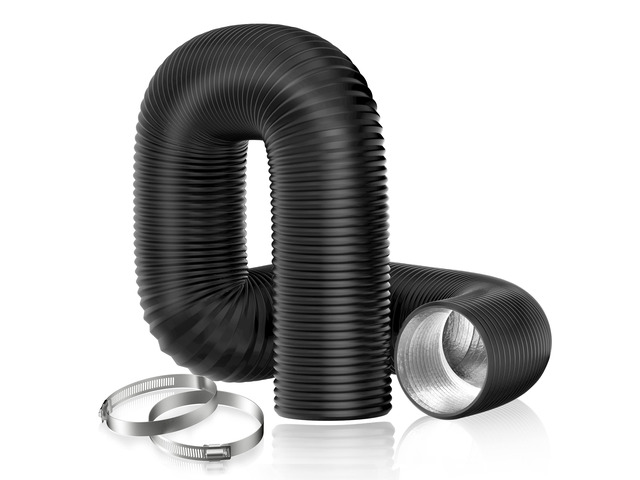 4' x 8FT Aluminum Foil Insulated Flexible Duct, Dryer Vent Hose for HVAC Ventilation and Duct Fan Systems, 2 Clamps Include
