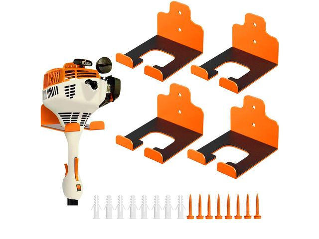 Garage Organizer Trimmer Rack,Garden Power Tool Hanger,4Pack,Orange Weedeater Rack, Heavy Duty Weed Whackers Holder Wall Mounted for Grass Trimmer,...
