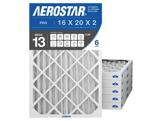 19 7/8 x 21 1/2 x 1 MERV 6 Pleated Air Filter, AC Furnace Air Filter, 6 Pack (Actual Size: 19 7/8'x21 1/2'x3/4')
