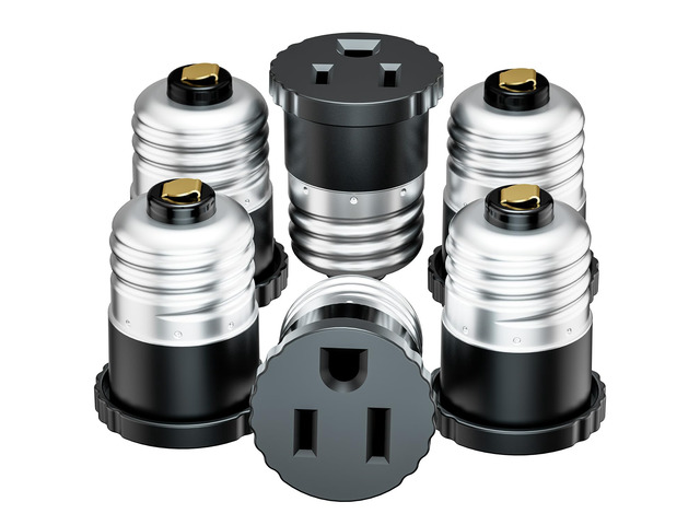 6 Pack, Light Socket to Plug Adapter, Light Bulb Socket Convert to Outlet Adapter (Black)