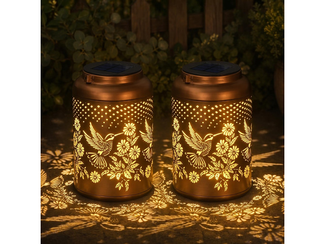Birthday Day Gifts for Women, 2 Pack Hummingbird Solar Lanterns