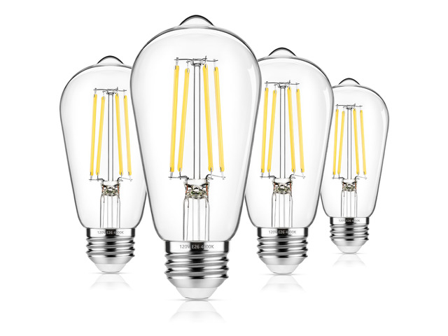 4-Pack Vintage Edison Bulbs 60W Equivalent, 850LM 6W LED Light Bulb Neutral White 4000K, ST58 Filament Lighting E26 Base, Non-Dimmable