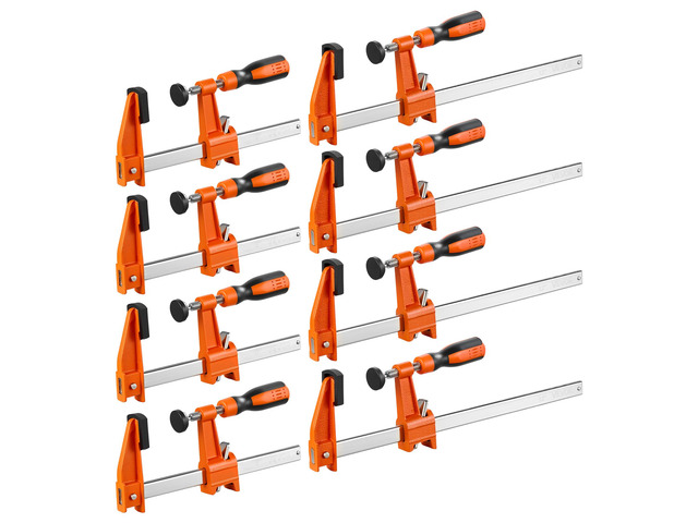 Bar Clamps for Woodworking, 8-Pack, 6' and 12' F Clamps, 600 lbs Load Limit, with Plastic Pad and Self-Locking Design, Malleable Iron and Carbon...