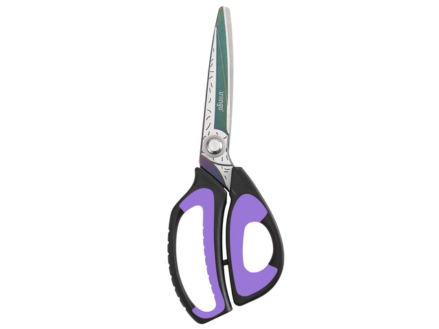 10' Heavy Duty Multipurpose Shears for Shop & Garden (Black/Purple) Forged Stainless Steel With Titanium Coating Cuts Fabric, Cardboard, Pruning...