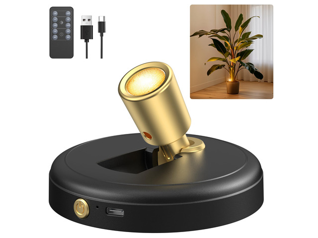 Rechargeable Battery LED Spotlight Indoor: Wireless Mini Art Accent Spot Lights with Timer Remote - Small Dimmable Uplight for Plants Display...