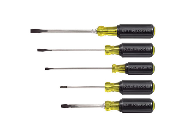 85075 Screwdriver Set, Made in USA, Slotted and Phillips Screwdrivers with Cushion-Grip Handles and Tip-Ident, 5-Piece