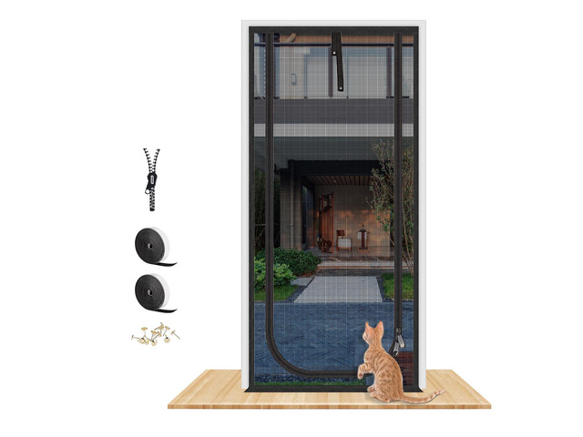 Upgraded Pet Screen Door,Fits Door Opening Size 34''x 83'',Thickened Cat Resistant Mesh Screen Door for Living Room,Kitchen,Bedroom,Cat Proof...