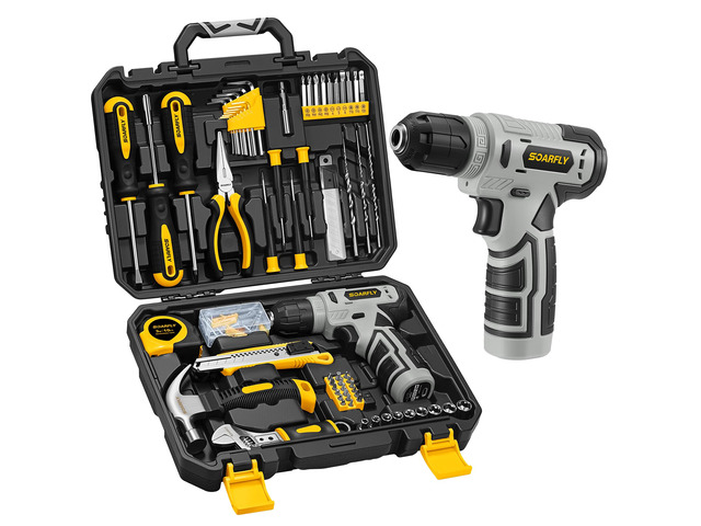 157-Piece Tool Set, 8V Cordless Drill Set, Hand Tool Kit for Men and Women Rechargeable Drill Kit with LED Light and Storage Case, Household Hand...