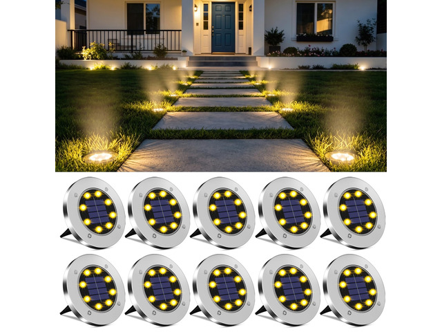 4.6inch Solar Ground Lights, Garden Solar Outdoor Waterproof Pathway Bright In-Ground Landscape Lights for Patio, Lawn, Yard, Driveway, Step and...