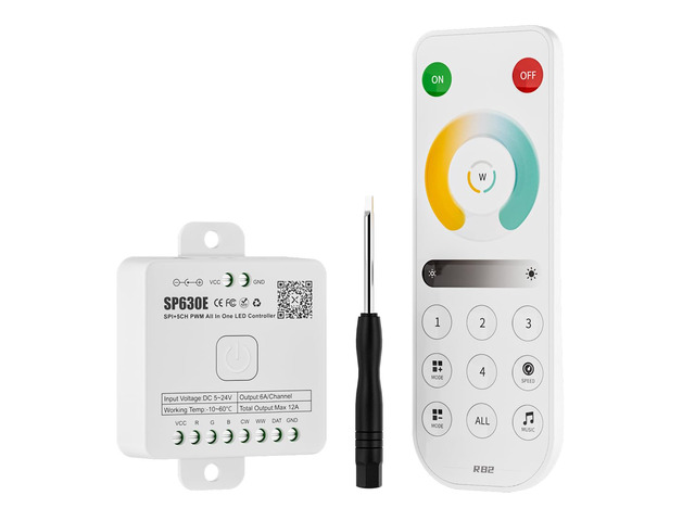 SP630E Bluetooth Controllers 4 Zones 2.4GHz RF RB2 Remote Kit APP & RF Remote, Supports COB/SMD PWM & SPI CCT Tunable White LED Strip WS2811 etc...