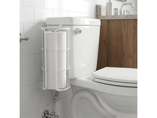 Over the Toilet Paper Holder Reserve - Toilet Paper Holder with Storage, Bathroom Toilet Paper Organizer, Metal Toilet Paper Roll Holder Fits Any...