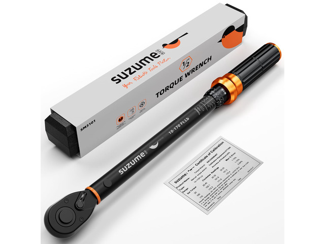 Torque Wrench 1/2 Drive (10-170 Ft. Lb/ 14-231 N. m) Loud Click ±3% Accuracy 72-tooth Dual-Direction Quick Release Head for Moto Truck Car Tire...