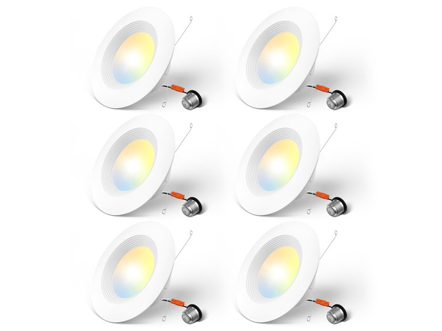 6 Pack 5/6 inch 5CCT LED Recessed Lighting, Retrofit Can Light, White Dimmable, 12.5W=100W, 950LM, 2700K/3000K/4000K/5000K/6000K Selectable, Baffle...