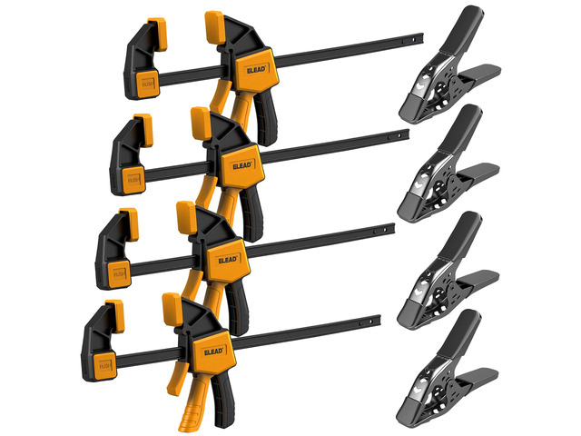 8-Piece Bar Clamps for Woodworking - 4 Pcs 12 inch Bar Clamps with 150 LBS Load Limit, 4 Pcs Heavy Duty Metal Spring Clamps, Quick Release Triggers
