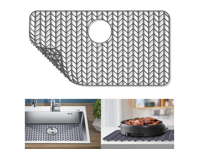 Sink Protectors for Kitchen Sink, Kitchen Sink Protector Mat - 28.4'x15.2' Heat-Resistant Silicone Folding Non-Slip Mat for Stainless Steel Sink...