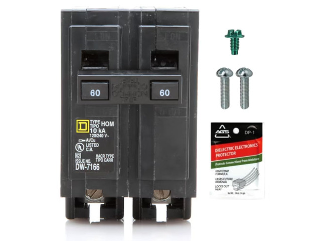 Genuine Square D HOM260 60 Amp Double Pole Circuit Breaker Kit Plug-On Replacement for Homeline Load Center Panel Box, UL Listed, 60A, 120/240V,...