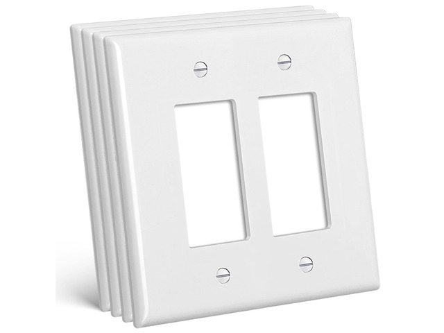 Oversized 2-Gang Wall Plate, 4 Pack Double Outlet Cover, Jumbo Electrical Receptacle and Switch Covers, Over-Size 5.31 x 5.5, Impact Resistant,...