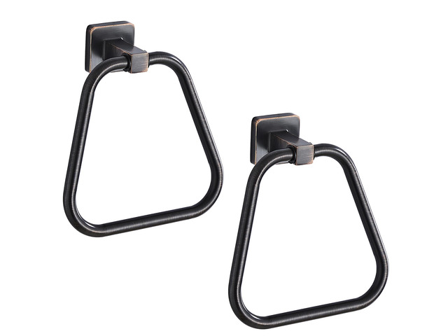 Oil Rubbed Bronze Towel Ring for Bathroom 2 Pack, Kitchen Bath Towel Holder Hangers Wall Mount Heavy Duty Stainless Steel