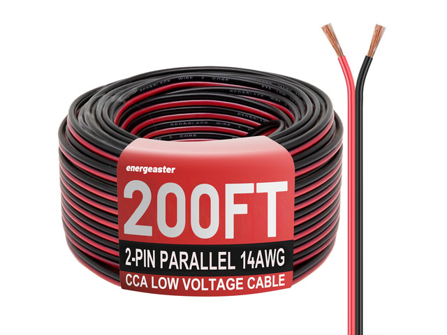 14 Gauge Wire 200FT, 14AWG Automotive Wire Electrical Wire 2 Conductors Red Black Cable, Low Voltage Copper Clad Aluminum Extension Cord for...
