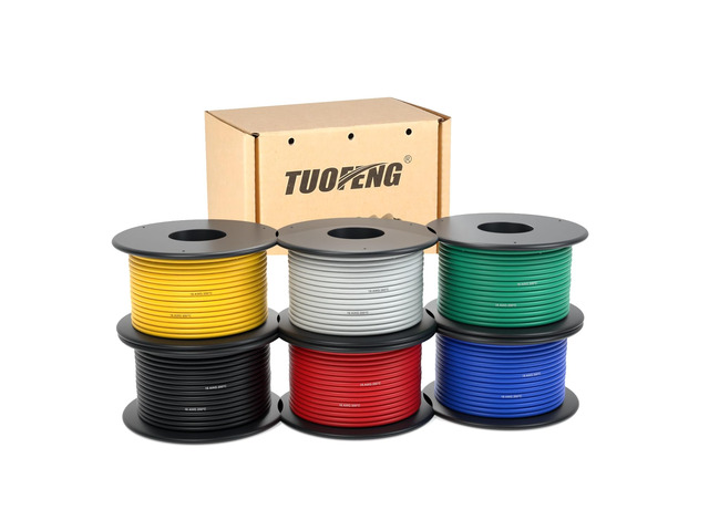 18awg Silicone Wire, 6 Colors, 20ft Each Cable Hook up Wire, Silicone Rubber Insulated, Tinned Copper, Flexible, 18 Gauge Wire Set