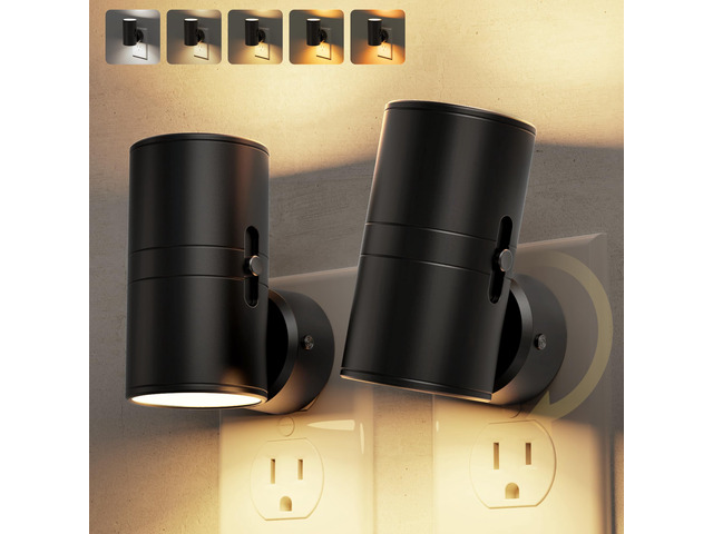 Night Light, Night Lights Plug into Wall, 5 Colors, Dimmable Dusk to Dawn Sensor, 330° Rotating LED Nightlight Plug In for Kids,Night Light for...