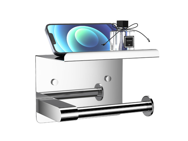 Chrome Toilet Paper Holder Wall Mount, Self Adhesive or Screw-in Adhesive or Screw-in, Waterproof and Rustproof Stainless Steel, Wall Mount Design,...