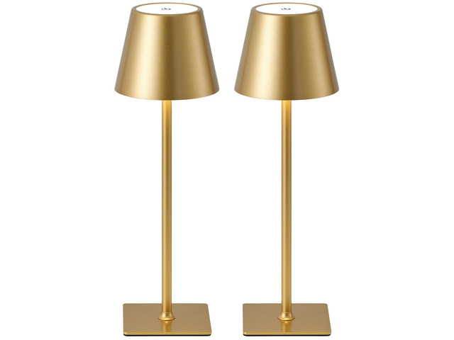 Gold Cordless Table Lamps Set of 2, 4000mAh Rechargeable LED Desk Lamp Portable, Battery Operated, 3 Color Stepless Dimming, for Restaurant,...