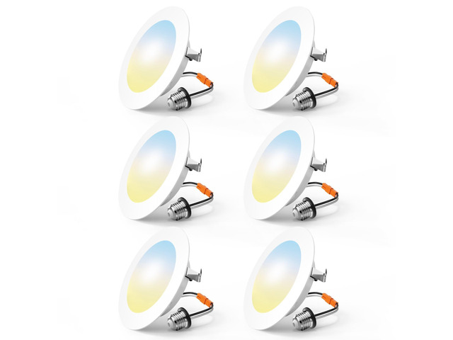 6 Pack Retrofit LED Recessed Lighting 4 Inch, 5CCT, White 2700K/3000K/4000K/5000K/6000K Selectable, Dimmable Flat Can Lights, 700LM Brightness, 7W,...