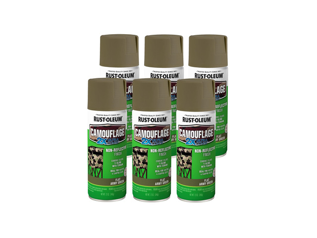 Camouflage 2X Ultra Cover Army Green Spray Paint Non-Reflective Finish, Outdoor Concealment, Hunting Blinds And Equipment, Multi-Surface Coverage,...