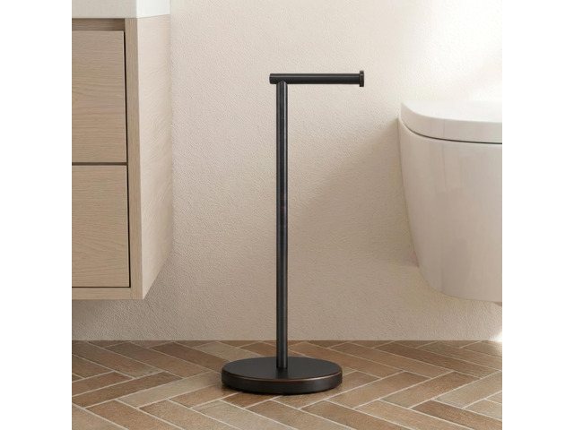 Oil Rubbed Bronze Toilet Paper Holder Stand Weighted Base, Freestanding Toilet Roll Holder, Bathroom Floor Use, T304 Stainless Steel, BPH283S1-ORB