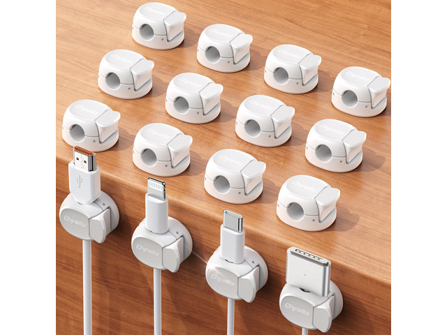 16Pack Cord Organizer [Dual Spring & Clasp] [Max Stability] Cable Clips, Cord Holder, Desk Cable Management, Adhesive Wire Organizer for Home...