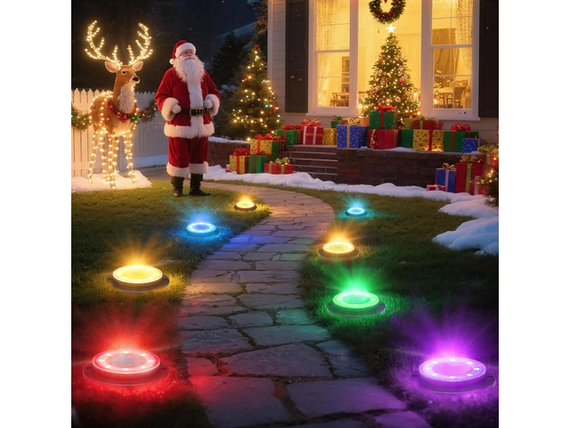 Solar Lights Outdoor WaterproofMulti-Colored 12 Pack 2-in-1 Ground Lights Solar Powered Lights Outdoor Disk Light Landscape Light for Deck Step...