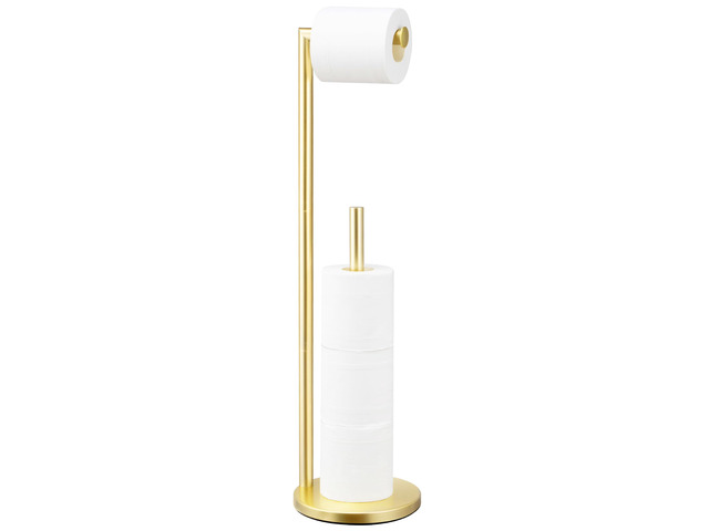 Toilet Paper Holder Stand, Bathroom Free Standing with Storage, Gold Rustproof Toilet Paper Roll Holder for 4 Rolls,with Non-Slip Stable...