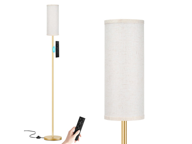 64'' Floor Lamps for Living Room with Remote Control and Stepless Dimmable Colors Temperature & Brightness, 9W Bulb Included(Beige Lampshade & Gold...