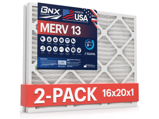 TruFilter 16x20x1 Air Filter MERV 13 AC Filter, HVAC Furnace Filter, 2 Pack (ACTUAL SIZE 15.69'x19.69'x0.75') Allergies, Dust, Pet Dander & Smoke -...