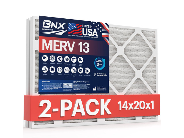 TruFilter 14x20x1 Air Filter MERV 13 AC Filter, HVAC Furnace Filter, 2 Pack (ACTUAL SIZE 13.69'x19.69'x0.75') Allergies, Dust, Pet Dander & Smoke -...
