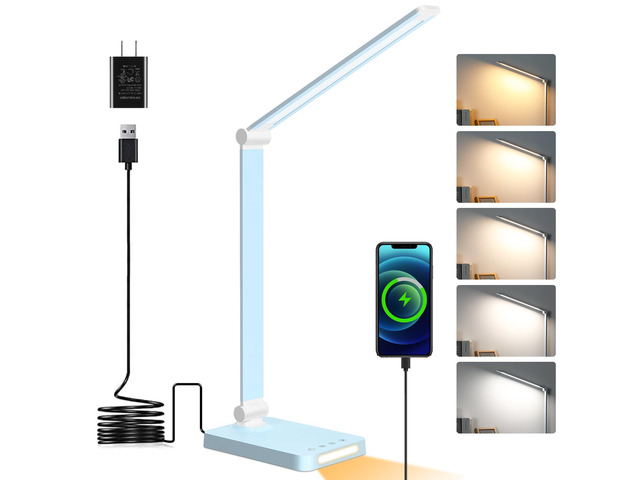 LED Desk Lamp with USB Ports,Touch Desk Lamps for Home Office with 5 Modes 3 Brightness Desk Light with Small Night Light,Reading Lamp Table Lamp...