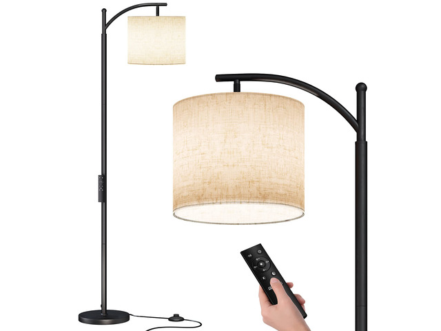 Arc Floor Lamp, Modern Floor Lamp with Remote Control and 9W Bulb Stepless Dimmable Metal Standing Lamps with Hanging Lampshade for Living Room,...