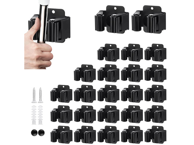 24PCS Broom and Mop Holder, Heavy Duty Garden Tool Organizer Rack Rake and Shovel Handle, Stainless Steel Mop Hanger. Wall Mounted with...