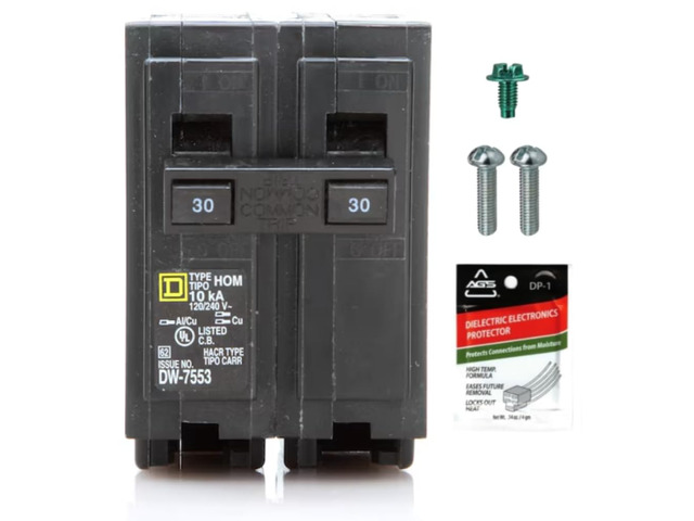 Genuine Square D HOM230 30 Amp Double Pole Circuit Breaker Kit UL Listed, Plug-On Replacement for Homeline Load Center Panel Box, 30A, 120/240V,...