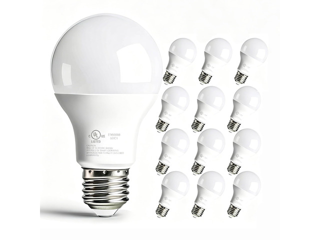 A19 LED Bulbs, 5000K Daylight White, 60 Watt Equivalent, E26 Base, 800 LM, 9W Energy Saving, Non-Dimmable, 80+ CRI, 120V, UL Listed, for Living...