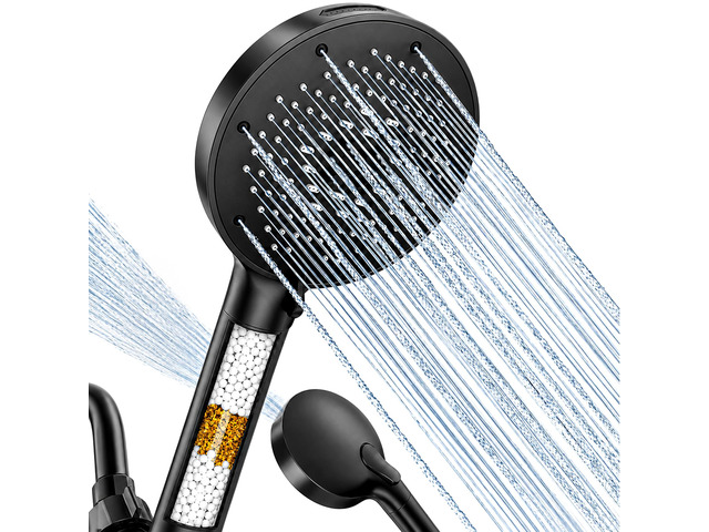 High Pressure Filtered Handheld Shower Head 9 Spray1 filter Removes Chlorine and Hard Water Impurities, Power Wash Mode, Anti-Clog Soft Silicone...