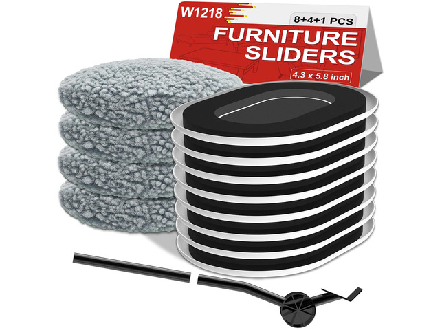 Furniture Sliders for Hardwood Floors: Multi-Surface 3-in-1 Movers Sliders Moving Pads with 8PCS Carpet Sliders+4PCS Hard Floor Socks+1 Lifter -...