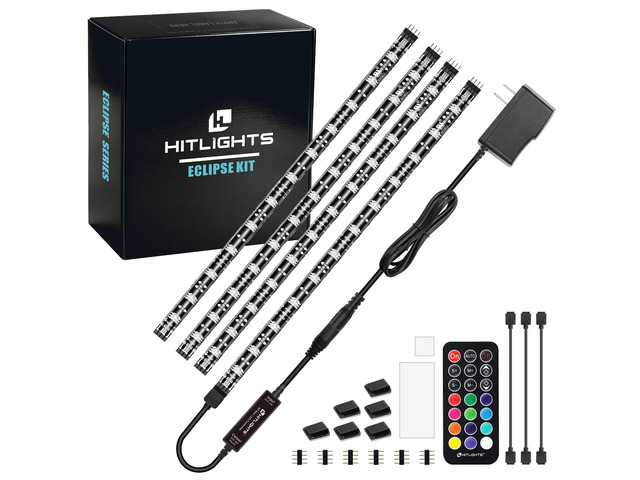 Waterproof LED Strip Lights Kit, RGB Color Changing Pre-Cut 4FT UL Listed with RF Remote 12V Power Supply Connectors, Dimmable 12 Colors 19 Dynamic...