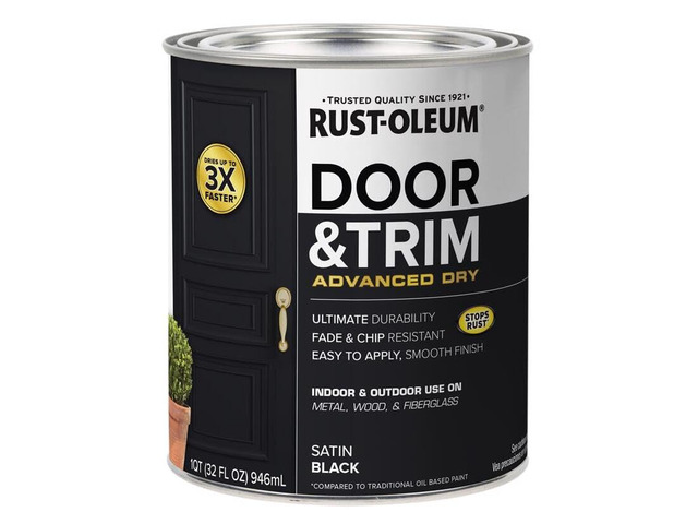 369383 Advanced Dry Door & Trim Paint, Quart, Satin Black